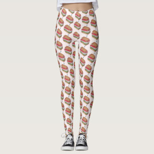 Turkey Club Sandwich Restaurant Diner Foodie Print Leggings