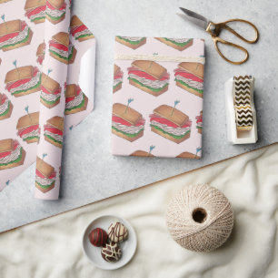 Turkey Club Sandwich Restaurant Diner Sandwiches Wrapping Paper