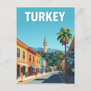 Turkey Colourful Street Vintage Travel Art Postcard