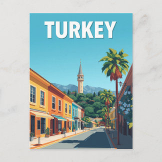 Turkey Colourful Street Vintage Travel Art Postcard