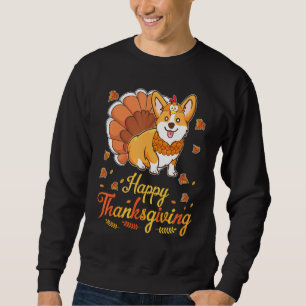 Turkey Corgi Dog Happy Halloween Thanksgiving Day Sweatshirt