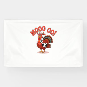 Turkey Cow Moo Funny Thanksgiving Banner