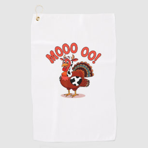 Turkey Cow Moo Funny Thanksgiving Golf Towel