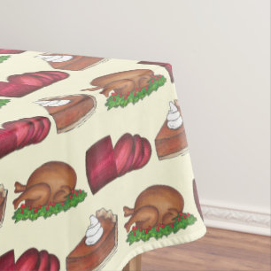 Turkey Cranberry Pumpkin Pie Thanksgiving Dinner Tablecloth