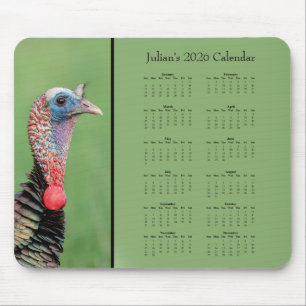 Turkey - Customizable full year 2026 calendar Mouse Pad