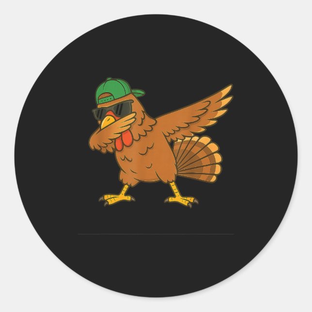 Turkey Dab Meme Animal Dance Funny For Men Women K Classic Round Sticker (Front)