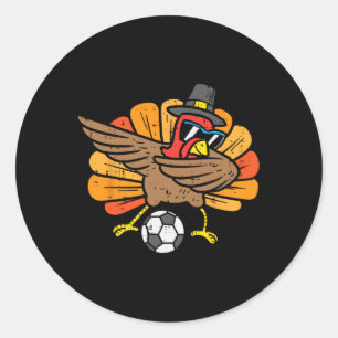 Turkey Dab Soccer Footbyll Thanksgiving Dance Boys Classic Round Sticker