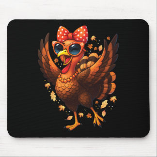 Turkey Dancing Turkey Day Womens Fall Cute Bow Tha Mouse Pad
