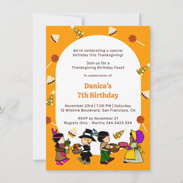 Turkey Day Birthday Bash Invitation for Kids (Front)