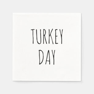 Turkey day black simple handwriting thanksgiving  napkin