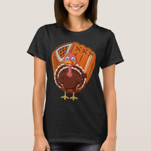 Turkey Day Cute Thanksgiving Boys Turkey Baseball  T-Shirt