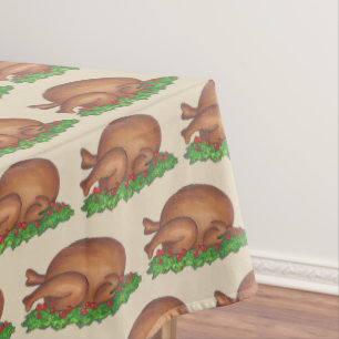Turkey Day Happy Thanksgiving Dinner Platter Print Tablecloth