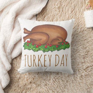 Turkey Day Platter Thanksgiving Dinner Holiday Cushion