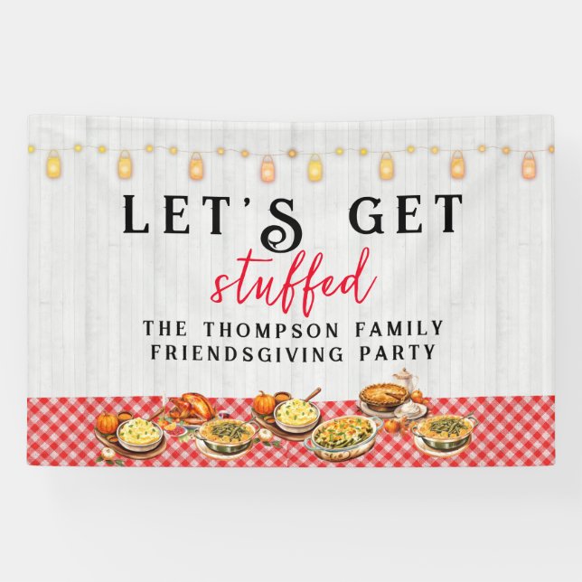 Turkey Day Thankful Family Friendsgiving Dinner Banner (Horizontal)