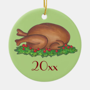 Turkey Day Thanksgiving Christmas Holiday Dinner Ceramic Tree Decoration