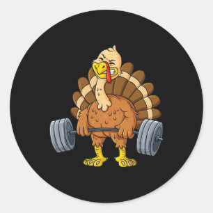 Turkey Deadlift Fun Thanksgiving Day Fitness Weigh Classic Round Sticker
