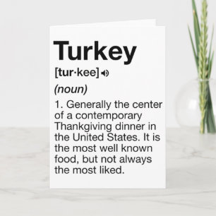 Turkey Definition Fun Thanksgiving Dinner Costume Card
