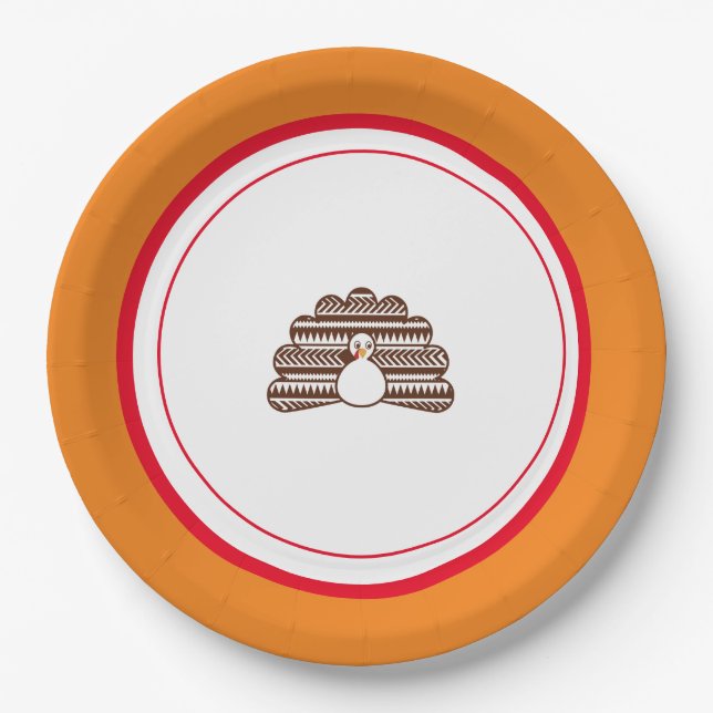 Turkey Design Thanksgiving Party Supplies   Paper Plate (Front)