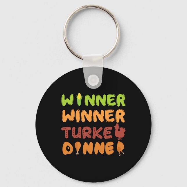 Turkey Dinner Winner Thanksgiving Fall Fun Fall Ha Key Ring (Front)