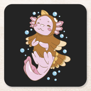 Turkey Disguise Axolotl Fun Square Paper Coaster