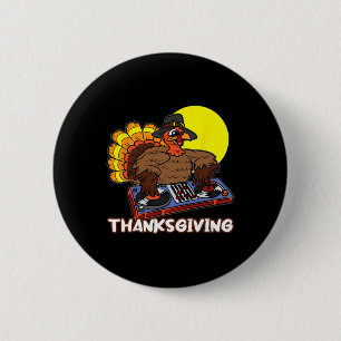 Turkey DJ Thanksgiving Day Cool Fall Dance Music D 6 Cm Round Badge