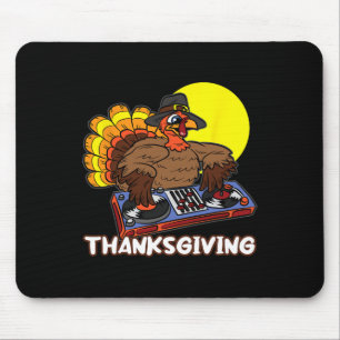 Turkey DJ Thanksgiving Day Cool Fall Dance Music D Mouse Pad
