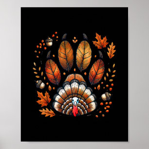 Turkey Dog Paw Print Fall Thanksgiving Puppy Owner