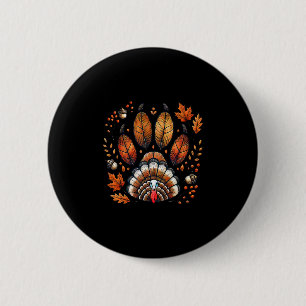 Turkey Dog Paw Print Fall Thanksgiving Puppy Owner 6 Cm Round Badge
