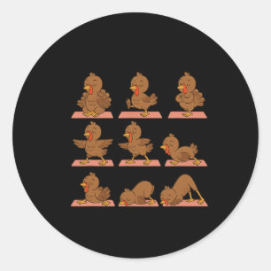 Turkey Doing Yoga Vegan Kawaii Zen Meditation Classic Round Sticker