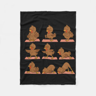 Turkey Doing Yoga Vegan Kawaii Zen Meditation Fleece Blanket