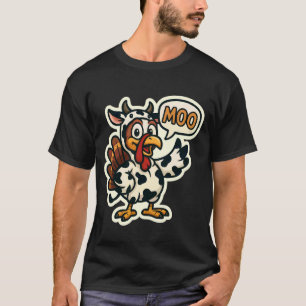 Turkey Dressed As Cow Costume Moo Funny Thanksgivi T-Shirt