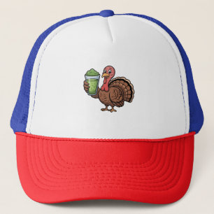 Turkey Drinking Matcha Lovers Thanksgiving Trucker Hat