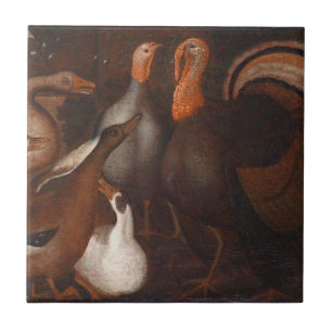 Turkey Ducks Pigeon Thanksgiving Tile