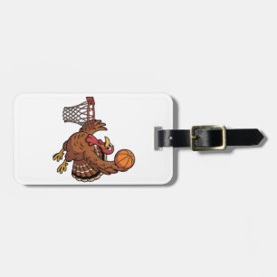 Turkey Dunking Basketball Sport Thanksgiving lover Luggage Tag