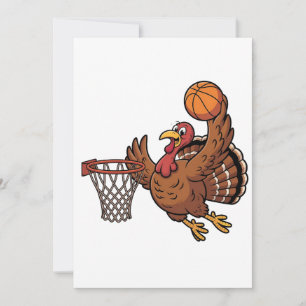 Turkey Dunking Basketball Sport Thanksgiving lover Thank You Card