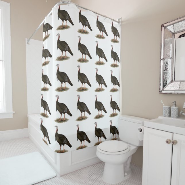 Turkey:  Eastern Wild Tom Shower Curtain (In Situ)