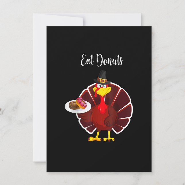 Turkey Eat Doughnuts Funny Mexican Sombrero Thanks Invitation (Front)