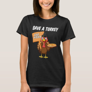 Turkey Eat Pizza Adult Vegan Kids Funny Thanksgivi T-Shirt