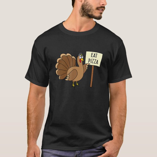 Turkey Eat Pizza Adult Vegan Kids   Thanksgiving T-Shirt (Front)