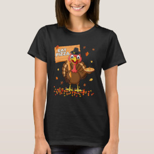 Turkey Eat Pizza Adult Vegan Kids Thanksgiving T-Shirt