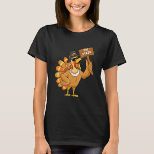 Turkey Eat Pizza Adult Vegan Kids Thanksgiving T-Shirt