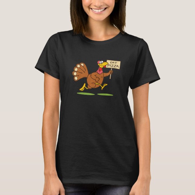 Turkey Eat Pizza Adult Vegan Kids   Thanksgiving   T-Shirt (Front)