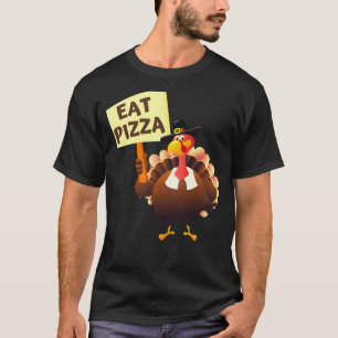 Turkey Eat Pizza Adult Vegan Kids Thanksgiving T-Shirt