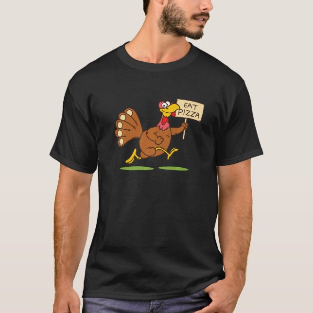 Turkey Eat Pizza Adult Vegan Kids   Thanksgiving   T-Shirt (Front)