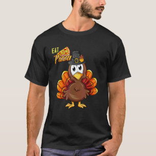 Turkey Eat Pizza Adult Vegan Kids Thanksgiving T-Shirt