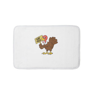 Turkey Eat Pizza Funny Thanksgiving  Bath Mat