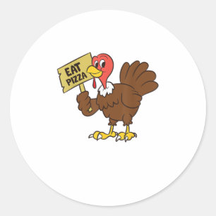 Turkey Eat Pizza Funny Thanksgiving  Classic Round Sticker