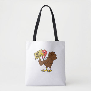 Turkey Eat Pizza Funny Thanksgiving Tote Bag