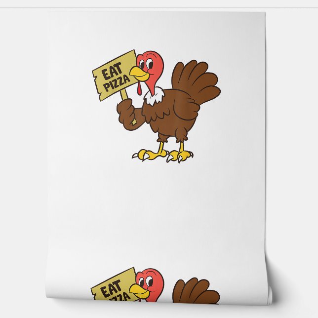 Turkey Eat Pizza Funny Thanksgiving  Wallpaper (Unrolling)