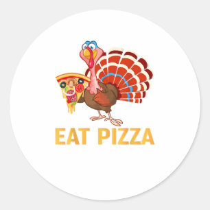 TURKEY EAT PIZZA Shirt Adult Vegan Kids Funny Than Classic Round Sticker